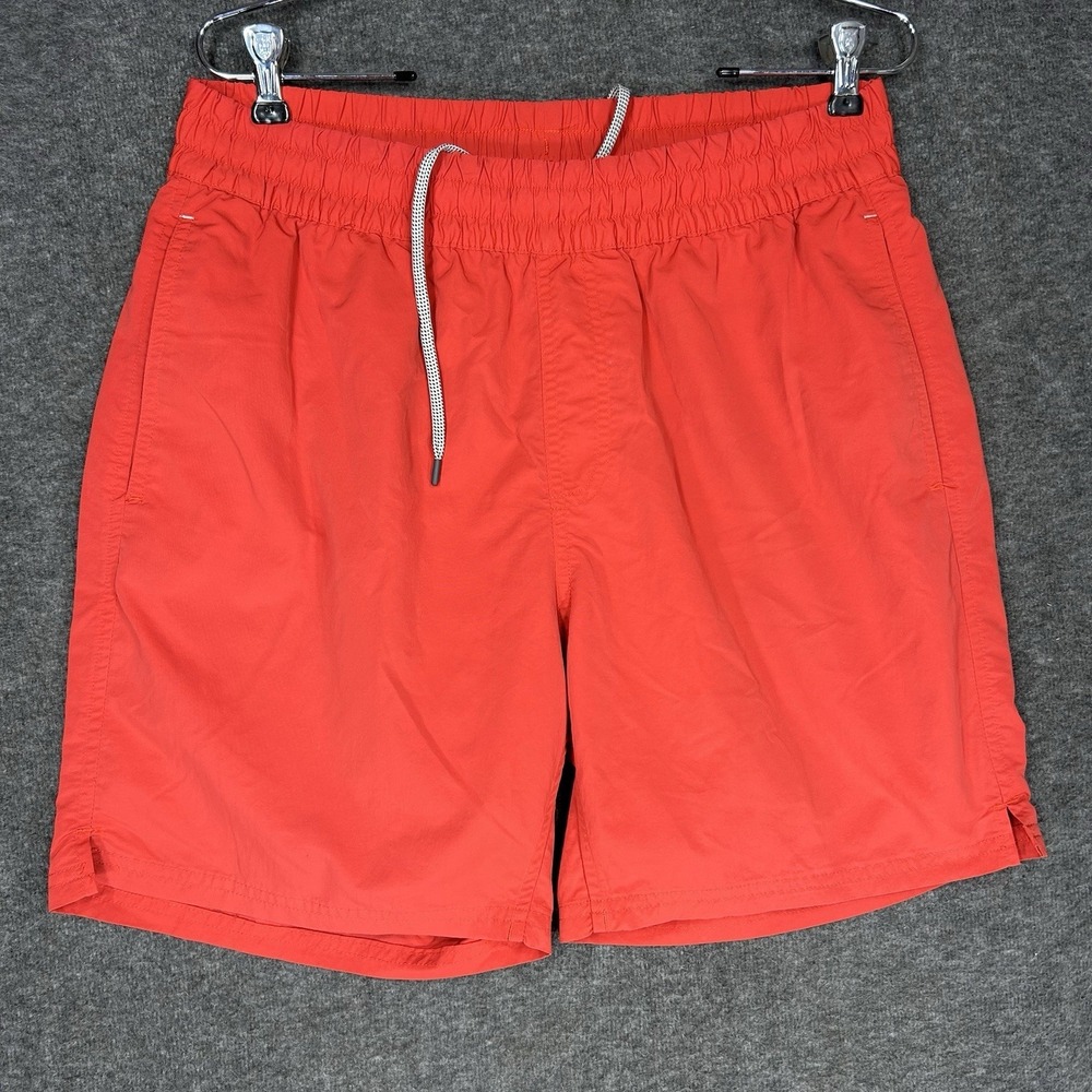 Stio Shorts Mens M Red Orange Lined Running Active Drawstring Blue Style #2434